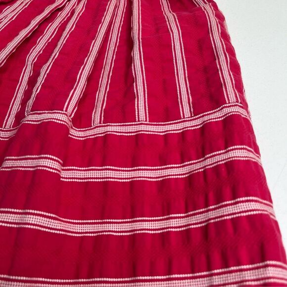 Talbots Hot Pink White Embroidered Pleated A Line Flare Side Zip Skirt Women 10 - Picture 7 of 12